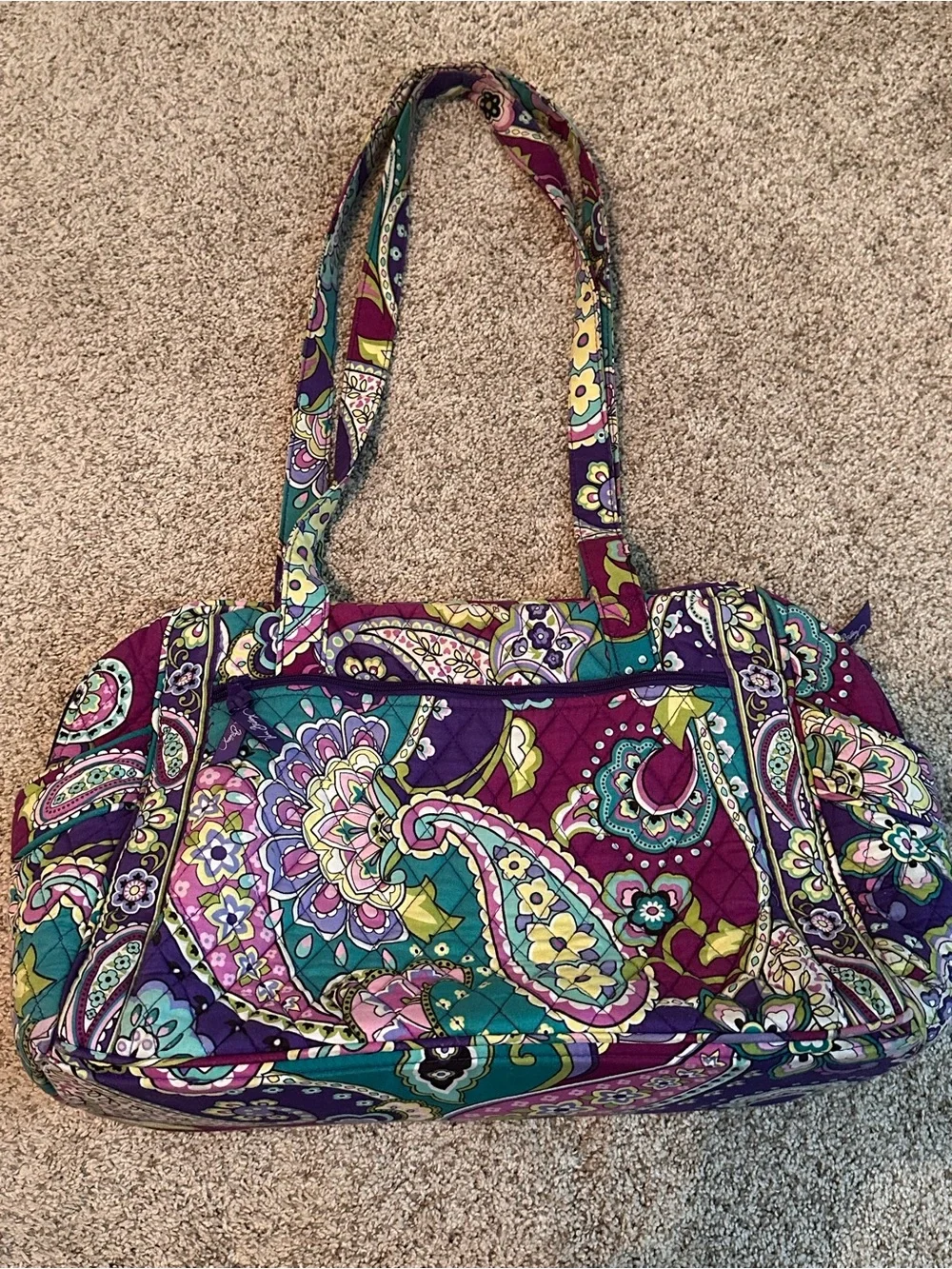 Vera Bradley Quilted Paisley Diaper Bag in Purple, Teal and Yellow